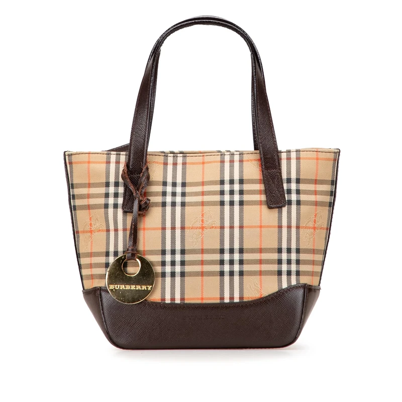 BURBERRY Pre-Loved Haymarket Check Canvas Handbag