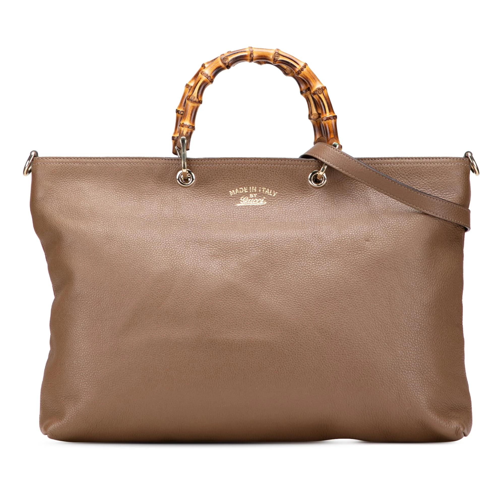 Gucci Pre-Loved Large Calfskin Bamboo Shopper Satchel
