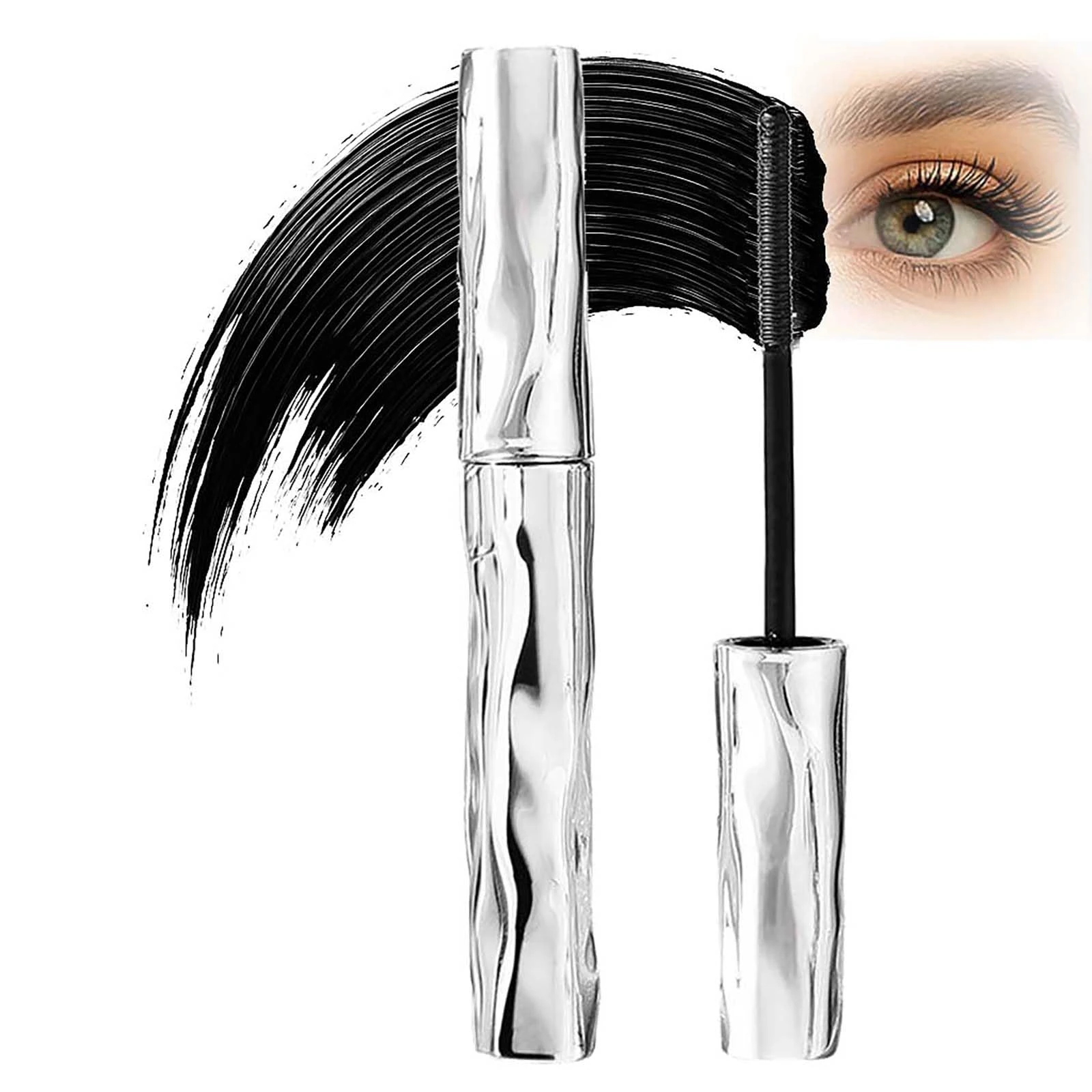 Black Waterproof Mascara – Intense Bold Lashes with Lengthening & 3D Curl, Smudge-Proof No-Flake Formula, Long-Lasting Sweatproof Eye Makeup for Sensitive Eyes (Black)