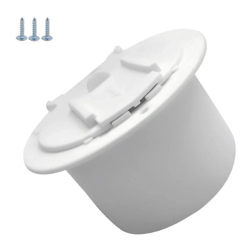 RV Power Cord Hatch Cover - White Round Cable Pass-Through Organizer With Lid | Includes 3 Screws For Easy Installation | PE Material For Motorhome, Boat & Yacht - Image 1