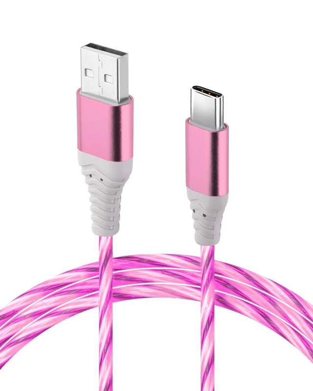Light up Charging Cable 2M,USB C Charger Cable 60W Fast Charging Type C Cable USB A to C Data Transmission Glowing LED Lead for iPhone iPad Huawei P9 Pixel 7 Samsung Galaxy S23 Switch PS5 Red