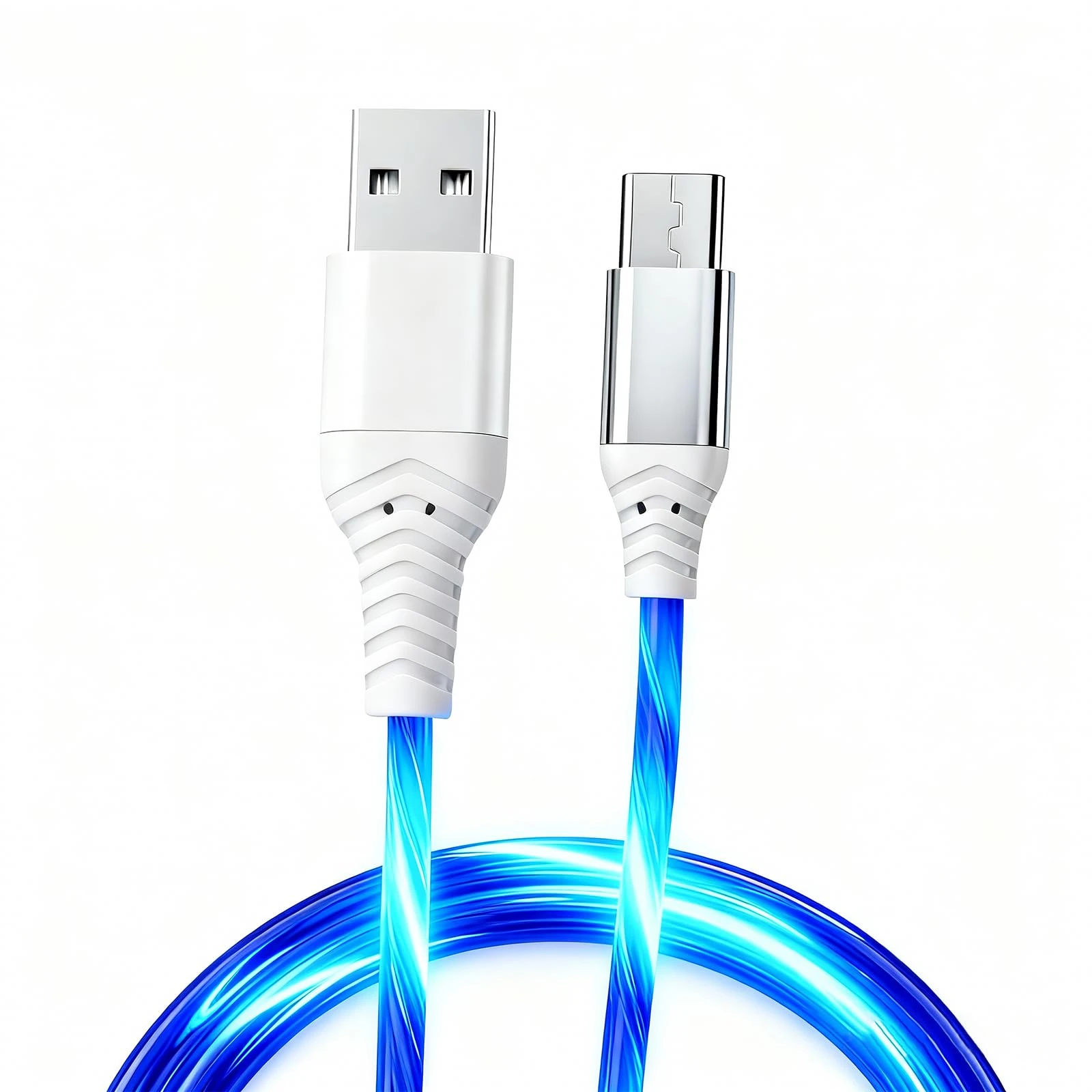 Light up Charging Cable 2M,USB C Charger Cable 60W Fast Charging Type C Cable USB A to C Data Transmission Glowing LED Lead for iPhone iPad Huawei P9 Pixel 7 Samsung Galaxy S23 Switch PS5 Blue