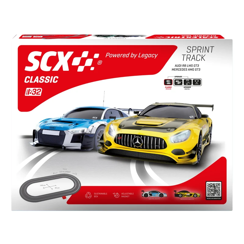 SCX - Original Circuit - Complete Race Track - 2 Cars Included - Scale 1:32 (Classic Sprint Track)