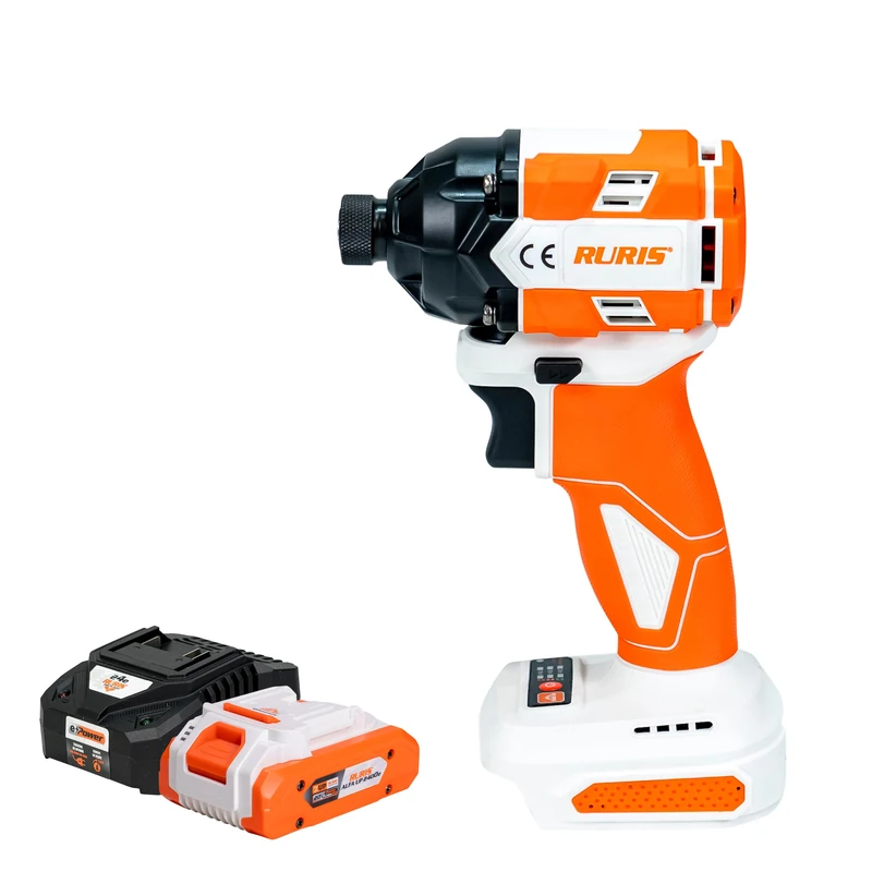 RURIS RMX2300 Cordless Impact Driver 230 Nm, Brushless Motor, 3300 RPM, LED, 1/4 Inch Hex, for M8-M18 Screws + 20V 4Ah Battery Kit and Charger