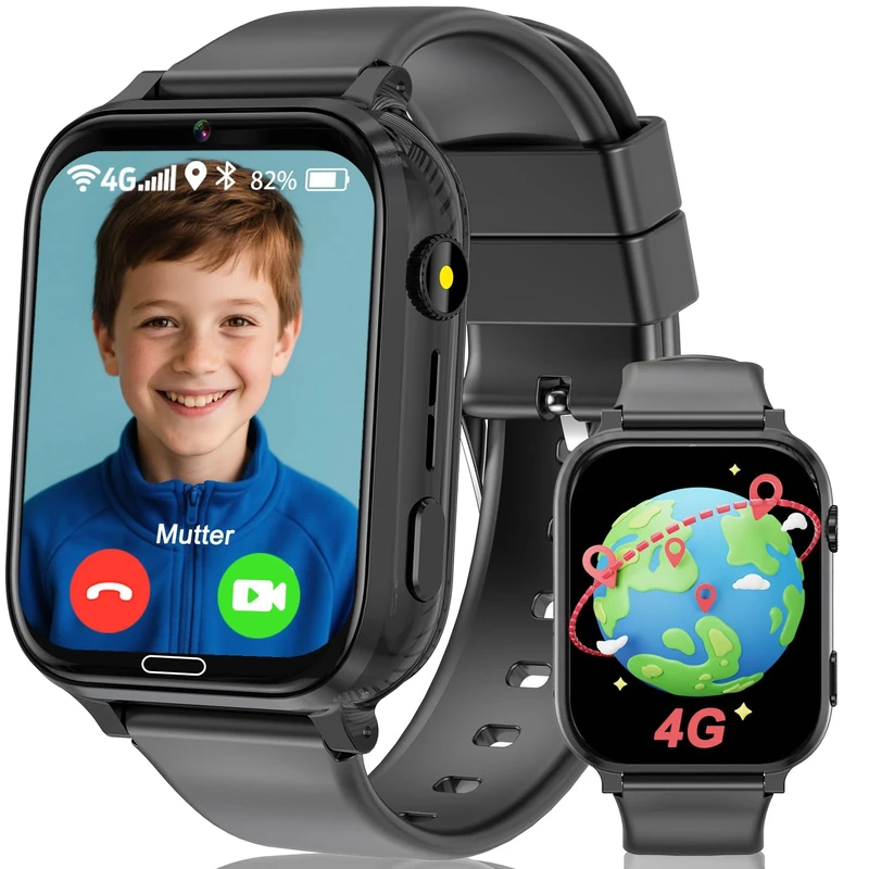 Smart Watch for Kids Smart Watch with GPS Tracker, 4G, Video Call & SOS Kids Smartwatch for Boys & Girls Ages 5-16, IP68 Waterproof Watch Phone with Games