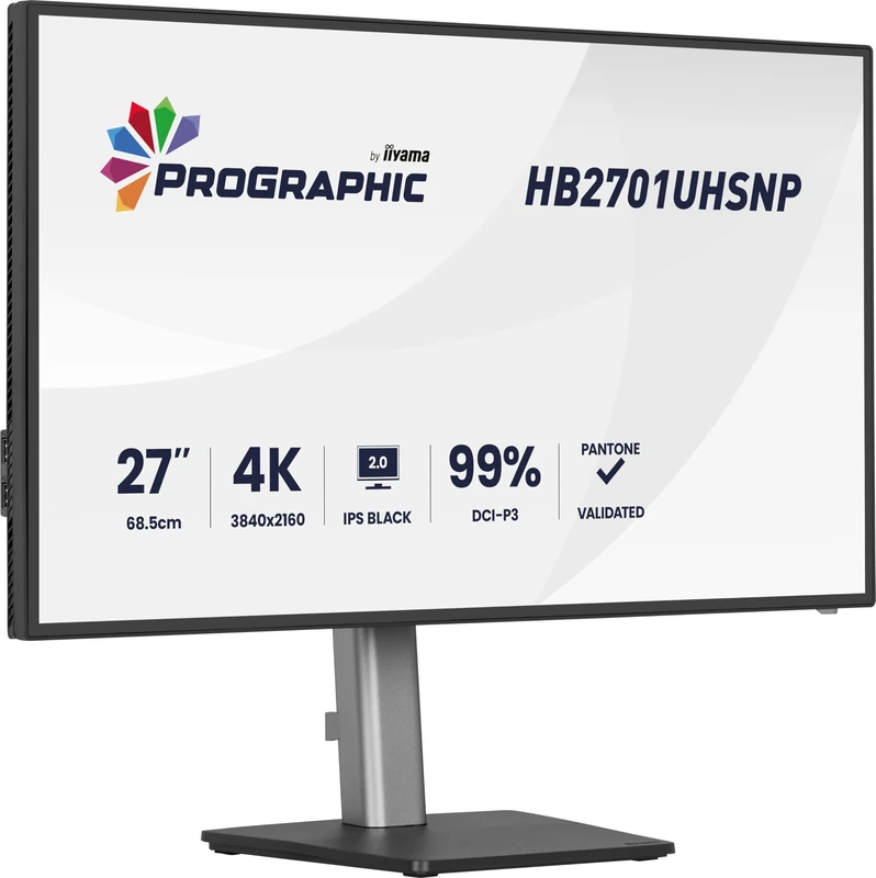 iiyama ProGraphic HB2701UHSNP-B1 27 inch Black IPS LCD (DCI-P3 99%, sRGB 100%, Pantone Validated), UHD 3840x2160, 3000:1 Contrast, 1x HDMI, 1x DP, 1 x USB Type C 96W PD, DP-Out