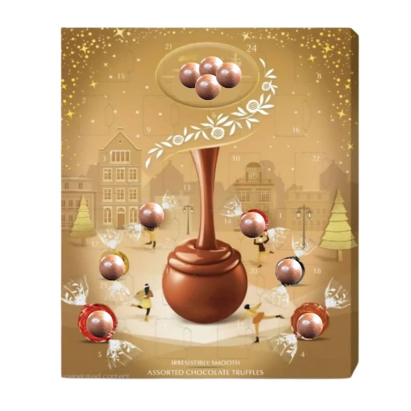 Lindts Assorted Chocolate Advent Calendar 2025 - Luxury 24 Days Countdown to Christmas Calendar 2025- Chocolate Advent Gift Box Gold 233g