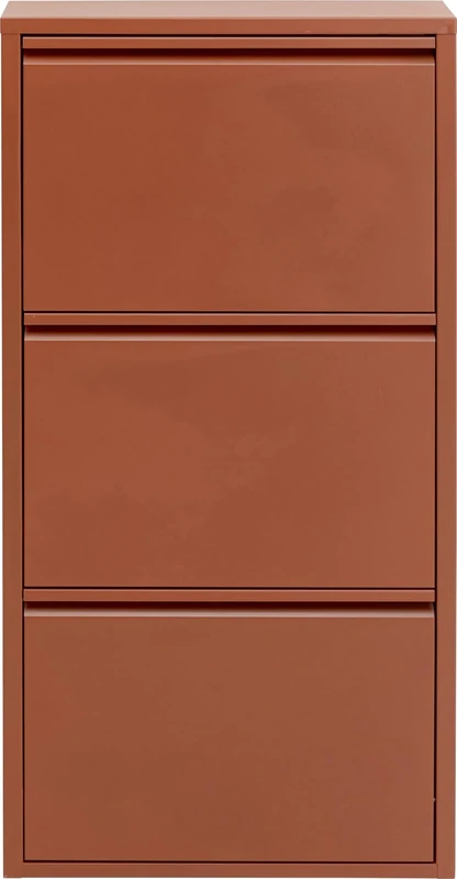 Kare Design Shoe Container Caruso 3, Brown, Steel, 3 Tipping Compartments, Space for 6 Pairs of Shoes, Slim, Space-Saving, Storage Space, Hallway, Floor, 104x50x15 cm