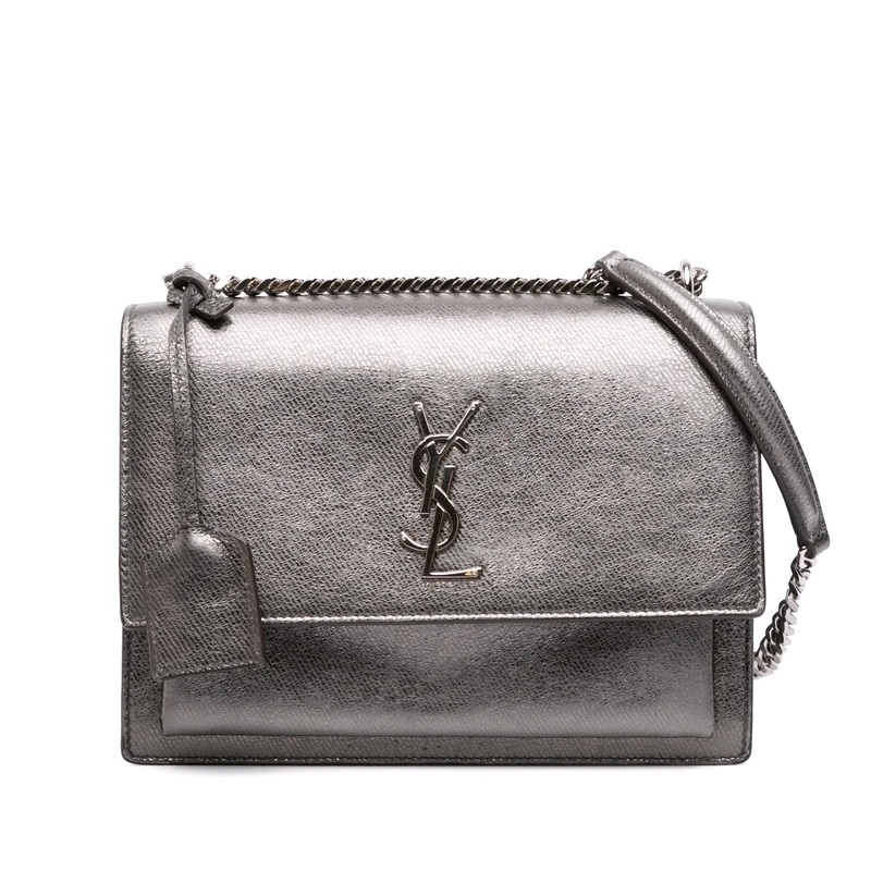 Pre-Loved Medium Metallic Leather Monogram Sunset Crossbody