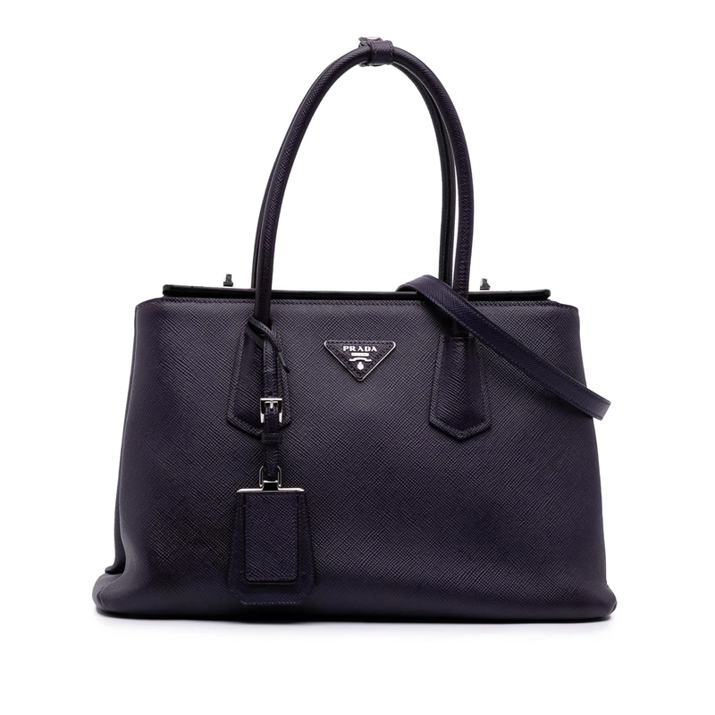 Prada Pre-Loved Saffiano Cuir Turnlock Twin Satchel