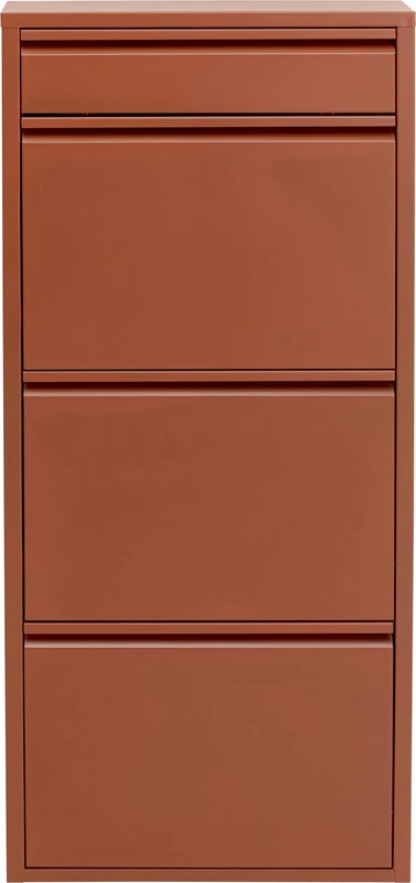Kare Design Shoe Container Caruso 3 Plus 1, Brown, Steel, 4 Tipping Compartments, Space for 6 Pairs of Shoes, Slim, Space-Saving, Storage Space, Hallway, Floor, 115x50x15 cm