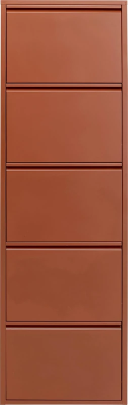 Kare Design Shoe Container Caruso 5, Brown, Steel, 5 Tipping Compartments, Space for 6 Pairs of Shoes, Slim, Space-Saving, Storage Space, Hallway, Floor, 173x50x15 cm