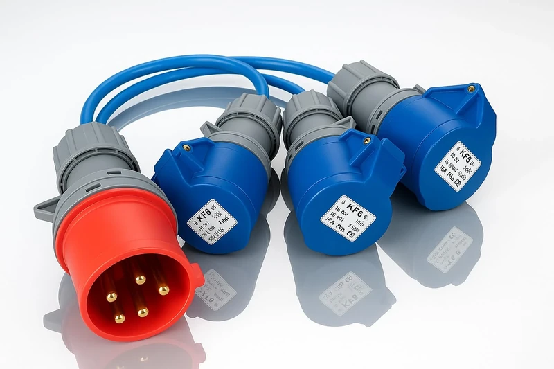 32A to 3 x 16A Single Phase Splitter Adaptor – 32A 5 Pin 415V Inlet to 3×16A 3 Pin 230V Outlets – Arctic Grade Cable – IEC 60309 Industrial 3 phase Power Adaptor – PAT Tested