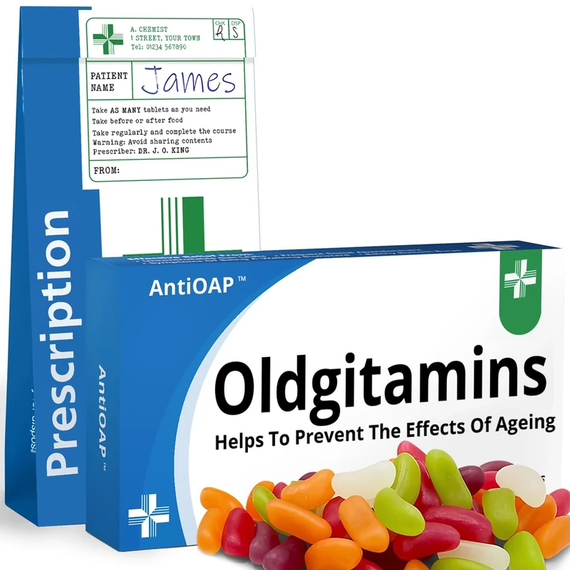 Funny Secret Santa Gifts Rude Joke Pill Tablets Box Oldgitamins Prank with Jelly Beans Sweets Gifts for Dad Men Him Christmas Stocking Filler April Fools Day Birthday Gifts Rude Presents for Boyfriend