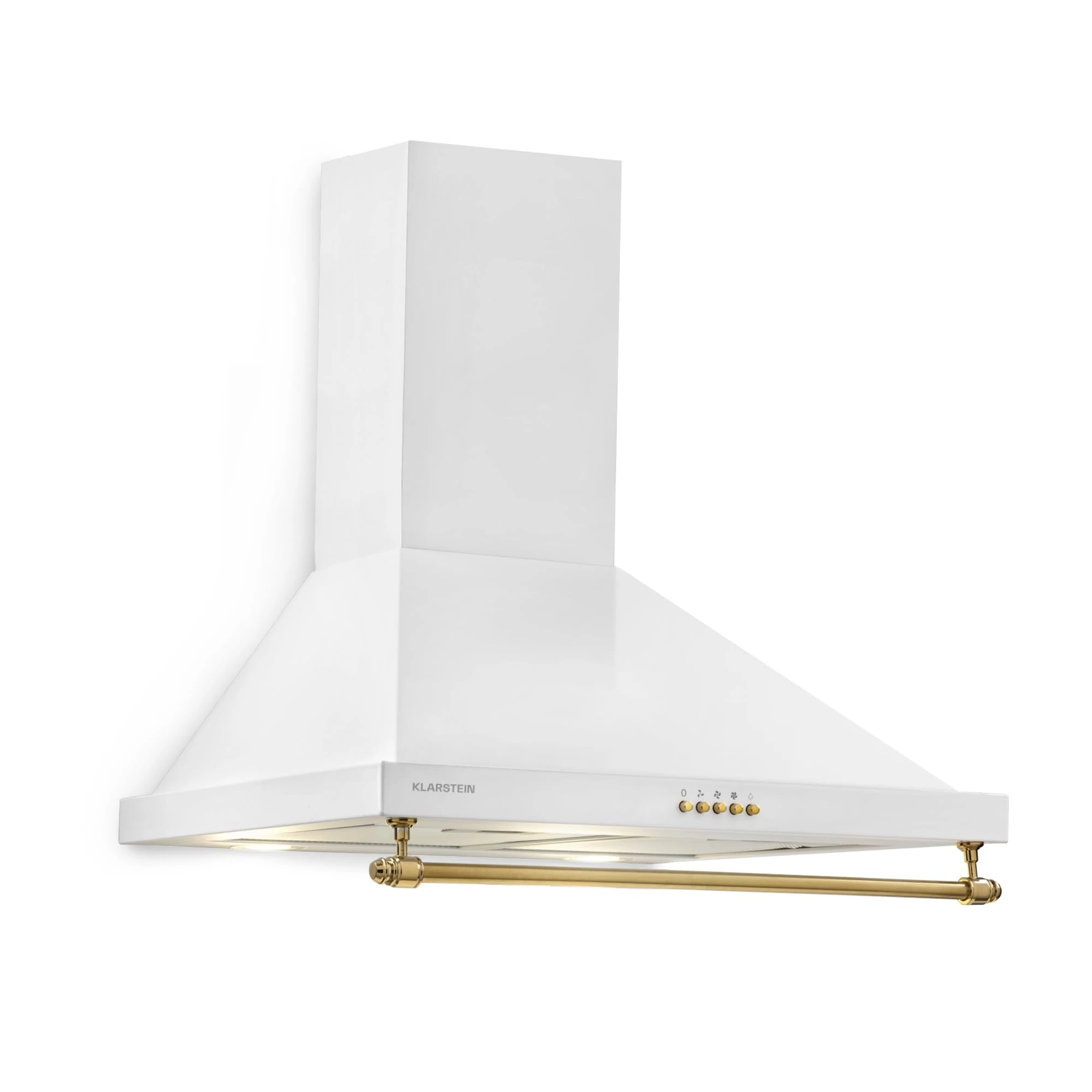 Klarstein Montblanc Cooker Hood - Kitchen Extractor Fan, Cooker Extractor Fan, 610m³ / h, 3 Stages, 165W, 2 x 1.5W LED Bulbs, Mounting Set with Wall Brackets, Energy Efficiency Class A, White