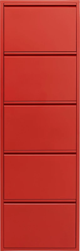 Kare Design Shoe Container Caruso 5, Red, Steel, 5 Tipping Compartments, Space for 6 Pairs of Shoes, Slim, Space-Saving, Storage Space, Hallway, Floor, 173x50x15 cm