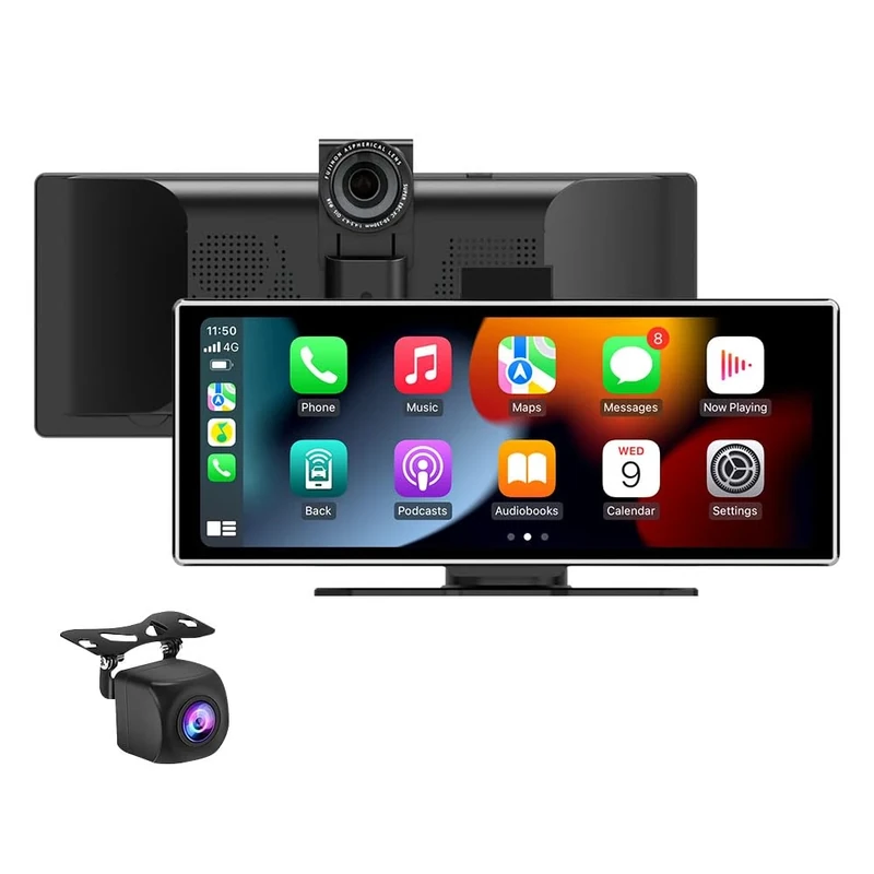 11.26" Wireless CarPlay Screen for Cars, Apple CarPlay & Android Auto, Portable HD Touchscreen with 4K Dash Cam, 1080P Backup Camera, Bluetooth, Mirror Link, Voice Control - Image 1
