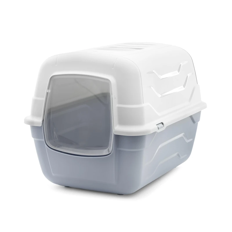 Record Closed Cat Litter Tray "To Go" with Filter and Scoop, Blue 52 x 40 x 40 h cm, Plastic Toilet Modern Design, Easy to Clean, Made in Italy - Image 1