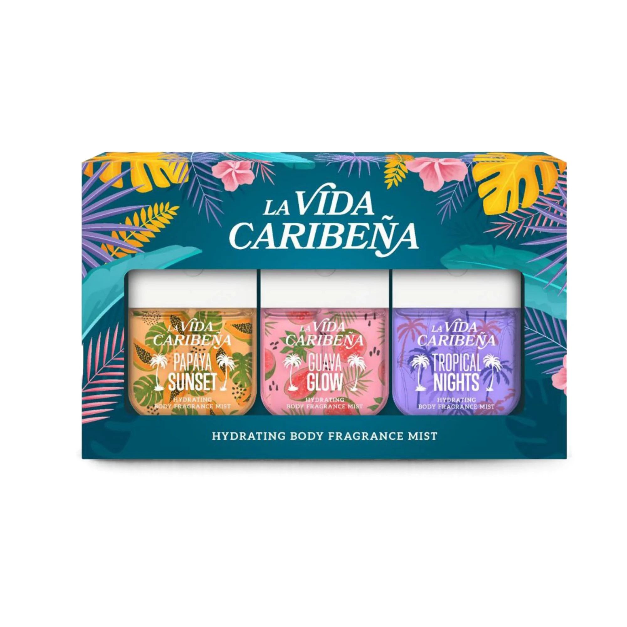 La Vida Caribeña Hydrating Body Mist 3-Pack Gift Set – Travel Size 35 ml Each – Papaya Sunset, Guava Glow & Tropical Nights | Fine Fragrance Mists, Light Long-Lasting Spray, Gift-Ready