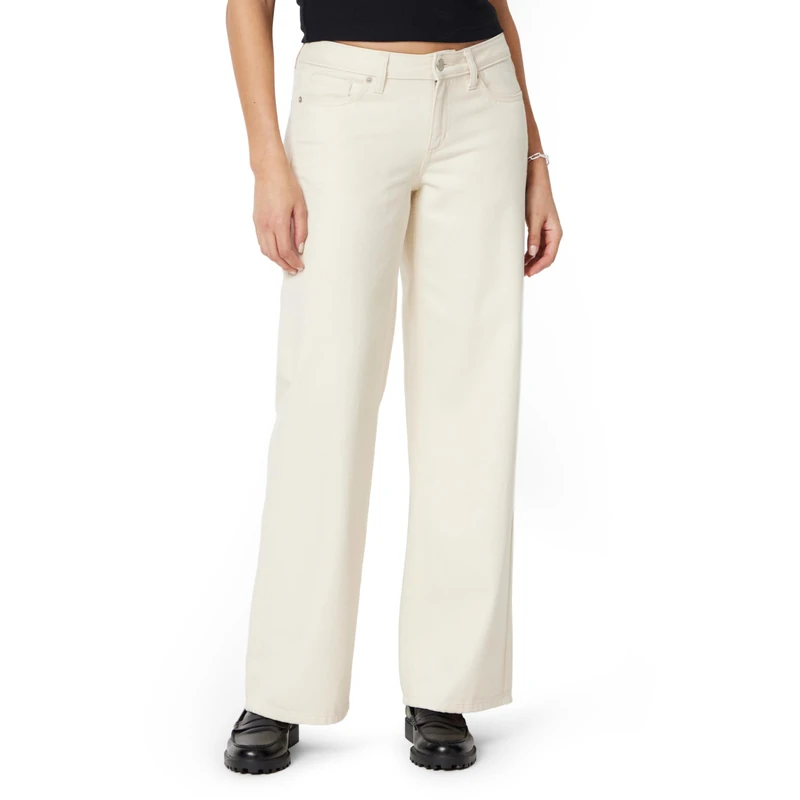 Amazon Essentials Women's Ultra Soft Low-Rise Wide Leg Jean, Ecru, 0