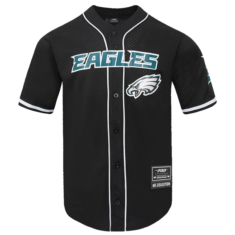 Pro Standard Mens NFL Philadelphia Eagles Mesh Button Down Top Black 2XL - Image 1