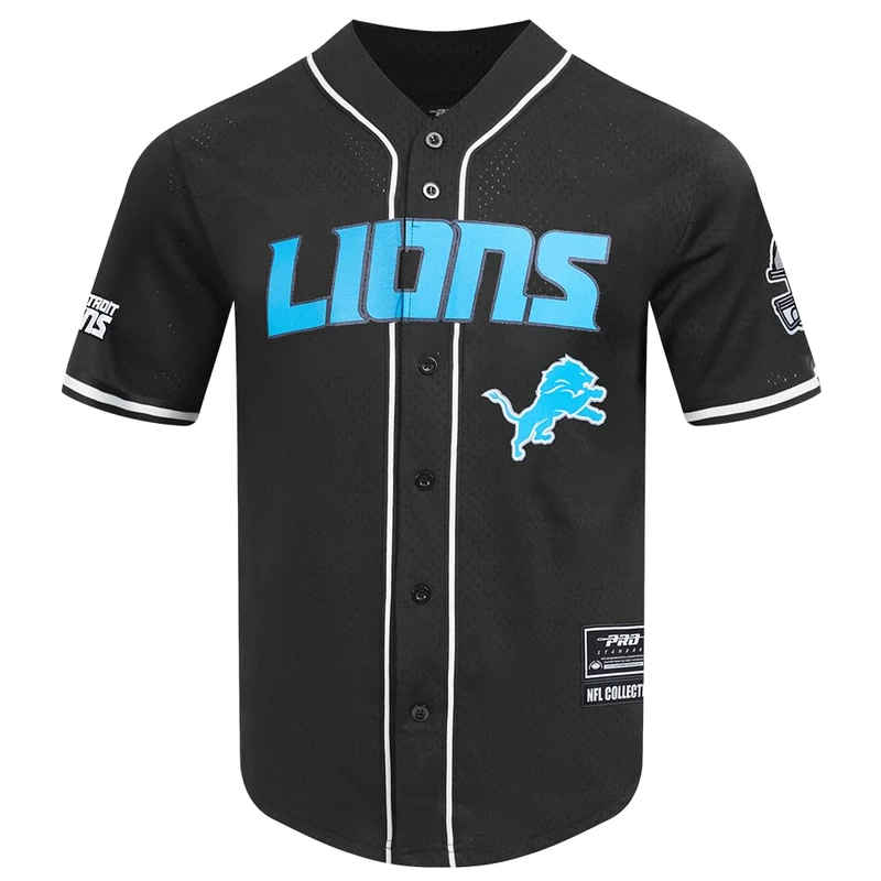 Pro Standard Mens NFL Detroit Lions Mesh Button Down Top Black M