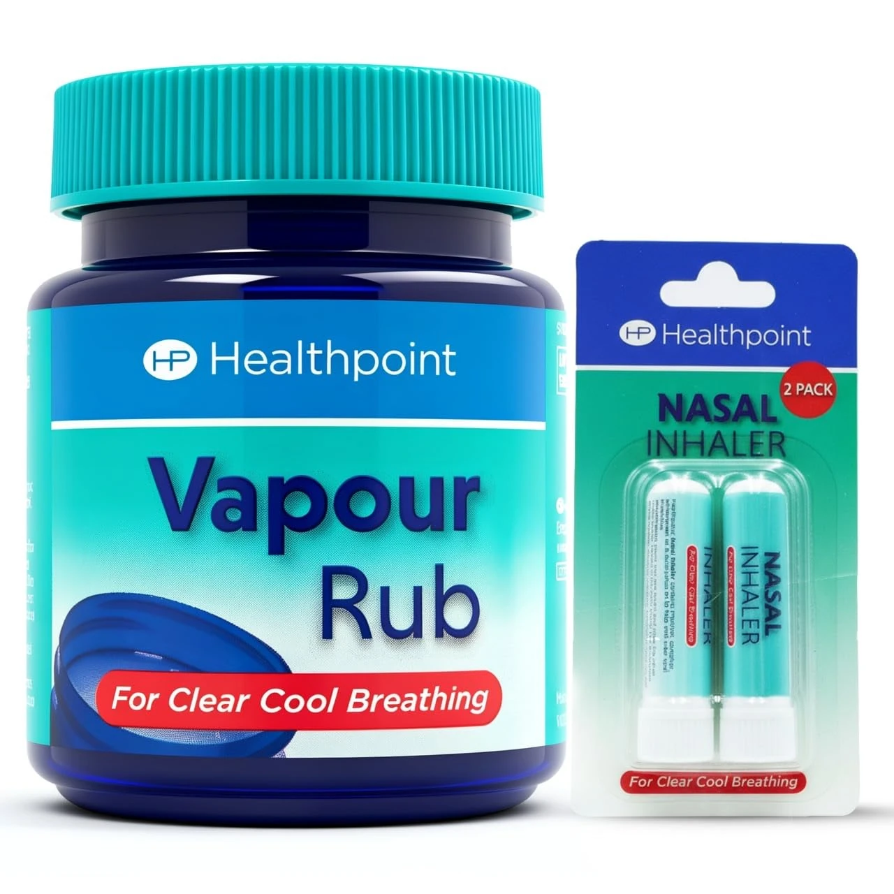 Vapour Rub & Nasal Inhaler Pack of 2 – Relief for Coughs, Colds, Catarrh, Sore Throat, Blocked Sinuses, Congestion & Stuffy Nose – Menthol Eucalyptus Decongestant Cold Flu Care Kit