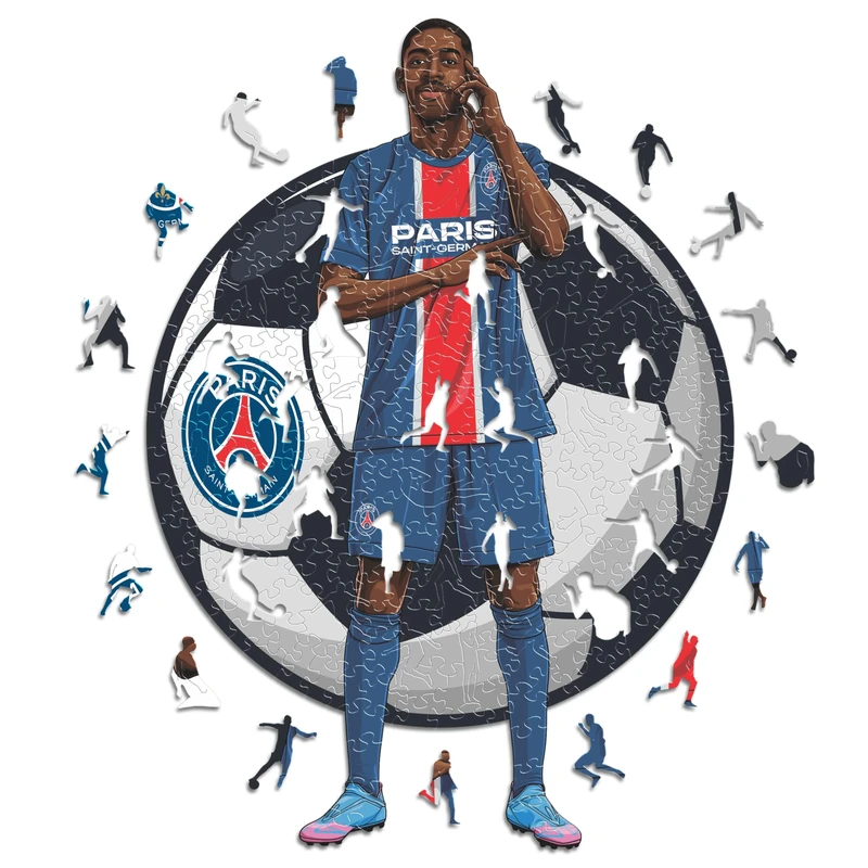 Iconic Puzzles - PSG, Ousmane Dembélé, Officially Licensed Wooden Puzzle, 100% Sustainable, Gift for Adults and Children, Size L, 500 Pieces, Dembele