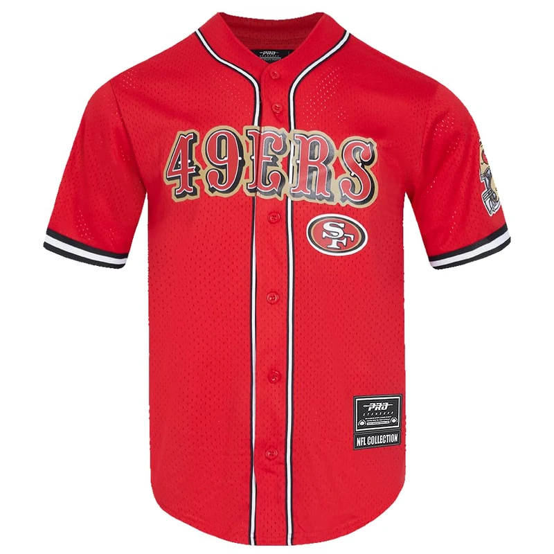 Pro Standard Mens NFL San Francisco 49Ers Mesh Button Down Top Red/Black L