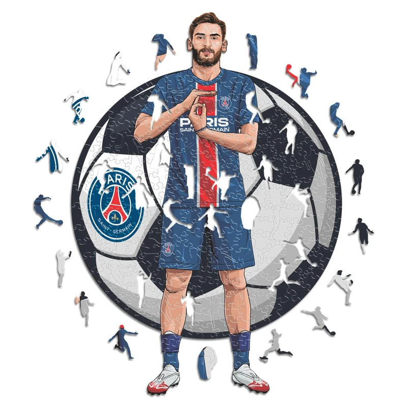 Iconic Puzzles - PSG, Khvicha Kvaratskhelia, Officially Licensed Wooden Puzzle, 100% Sustainable, Gift for Adults and Children, Size M, 270 Pieces