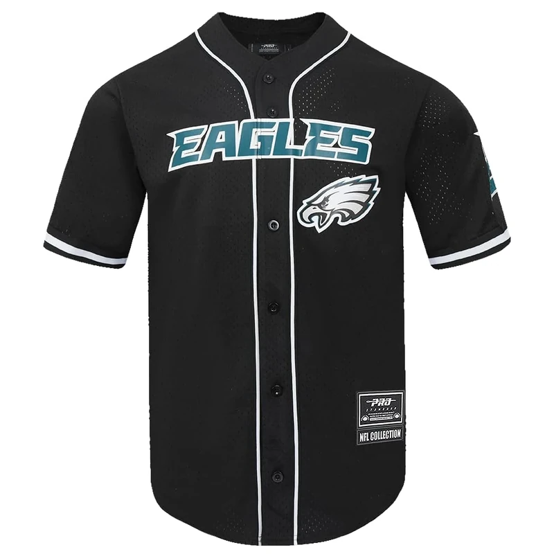 Pro Standard Mens NFL Philadelphia Eagles Mesh Button Down Top Black L