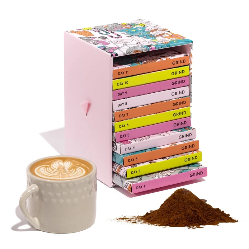 Grind Christmas Ground Coffee Advent Calendar – 12 Day Festive Countdown – 100% Arabica – Single Origin – Specialty Grade – Gift for Coffee Lovers