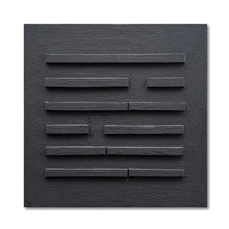 Limiyer Art Hand-drawn black abstract three-dimensional texture art oil painting, 24x24 inches. Modern minimalist style art. Suitable for wall decoration in home office
