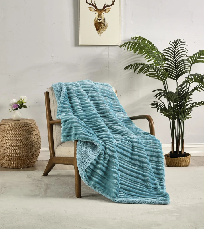 Miracle Home. Fleece Blanket Reversible Microfiber Zircon Velvet Flannel and Sherpa 280GSM-180GSM, Soft, Warm and Lightweight, Machine Washable, 220 X 240, Green
