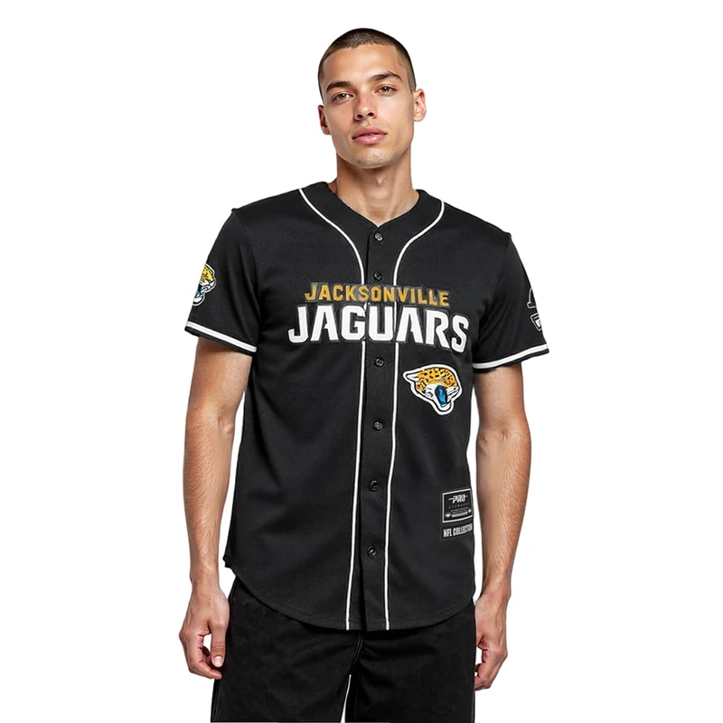 Pro Standard Mens NFL Jacksonville Jaguars Mesh Button Down Top Black L