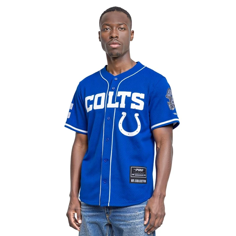 Pro Standard Mens NFL Indianapolis Colts Mesh Button Down Top Royal Blue 2XL