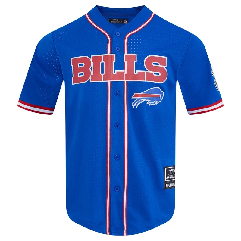 Pro Standard Mens NFL Buffalo Bills Mesh Button Down Top Royal Blue/Red L