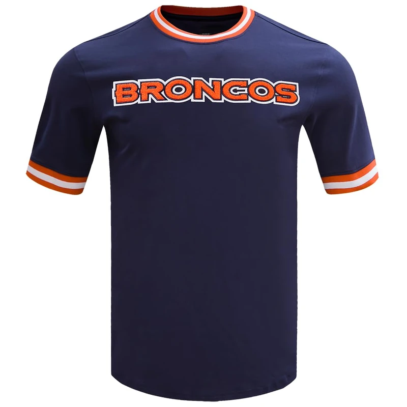 Pro Standard Mens NFL Denver Broncos Classic Chenille Short Sleeve Tee Midnight Navy XL