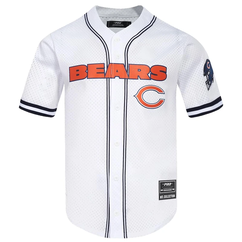 Pro Standard Mens NFL Chicago Bears Mesh Button Down Top White/Midnight Navy 2XL