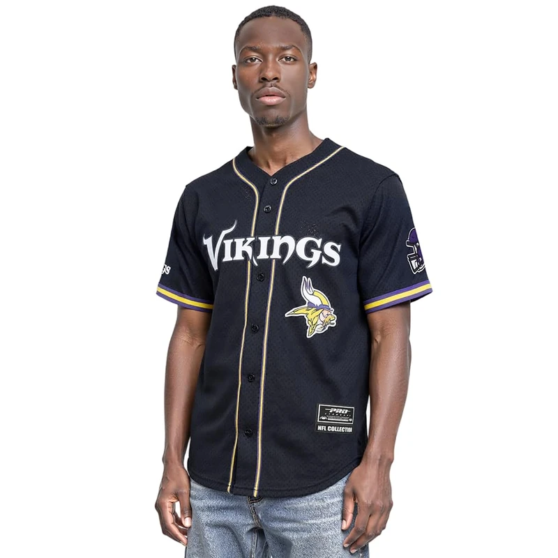 Pro Standard Mens NFL Minnesota Vikings Mesh Button Down Top Black/Purple 2XL