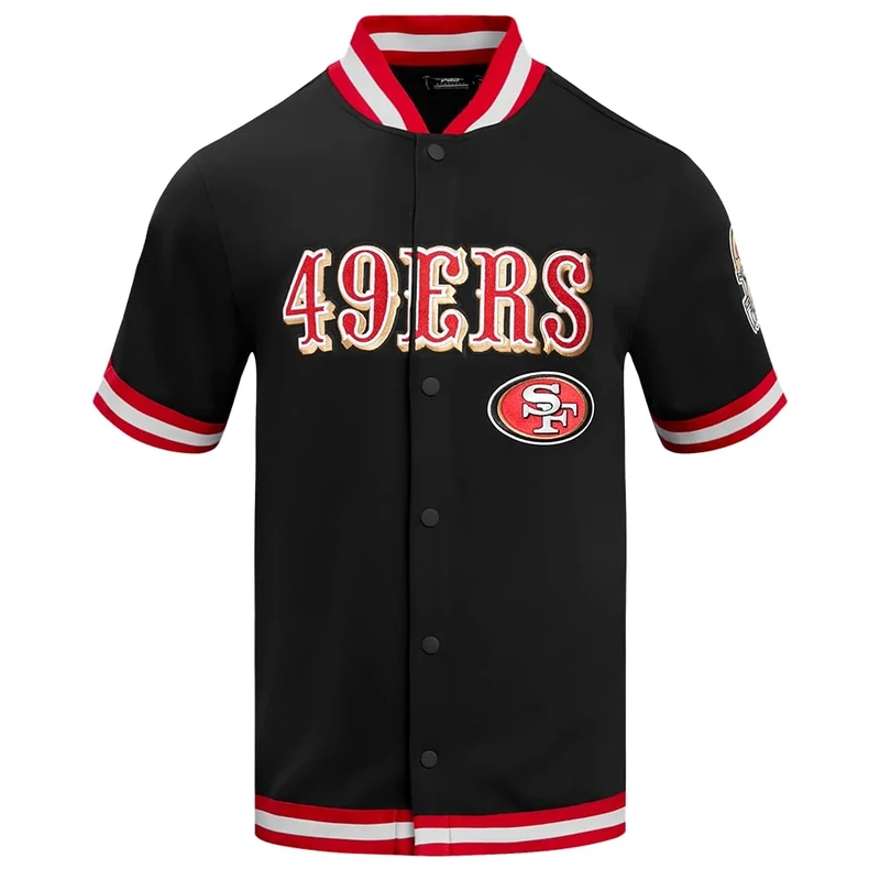 Pro Standard Mens NFL San Francisco 49Ers Classic Chenille Button Down Black/Red XL