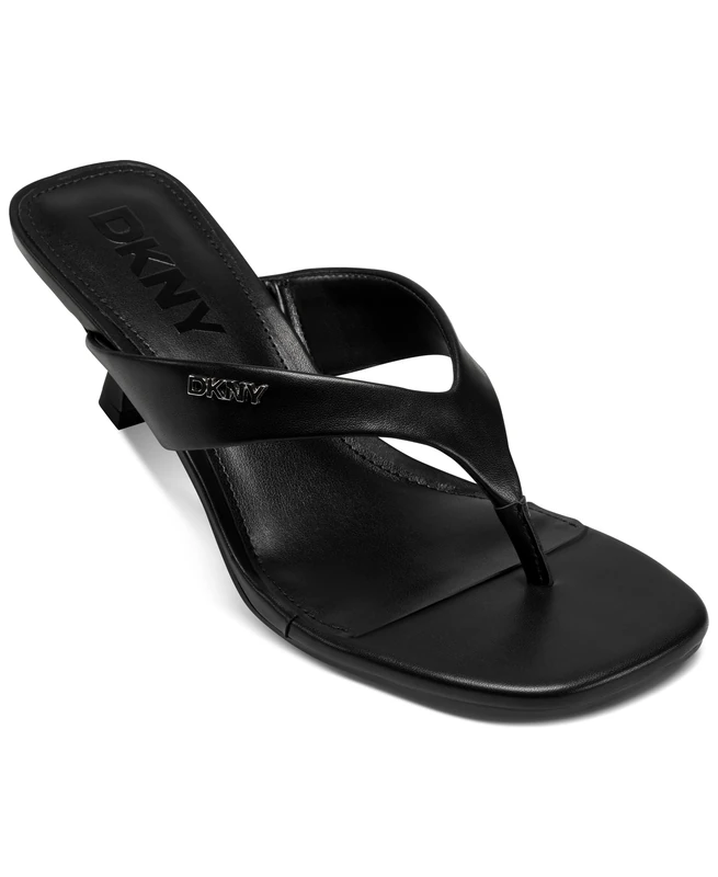 DKNY Women's Mackey Thong Heeled Sandal, Black, 36 EU