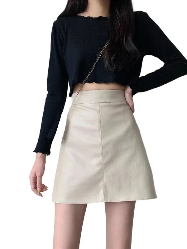 Women's Casual Mini Pencil Skirt for High Waist A-Line Skirts Beige XXL