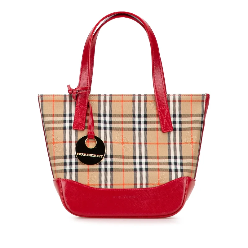 BURBERRY Pre-Loved Haymarket Check Canvas Handbag