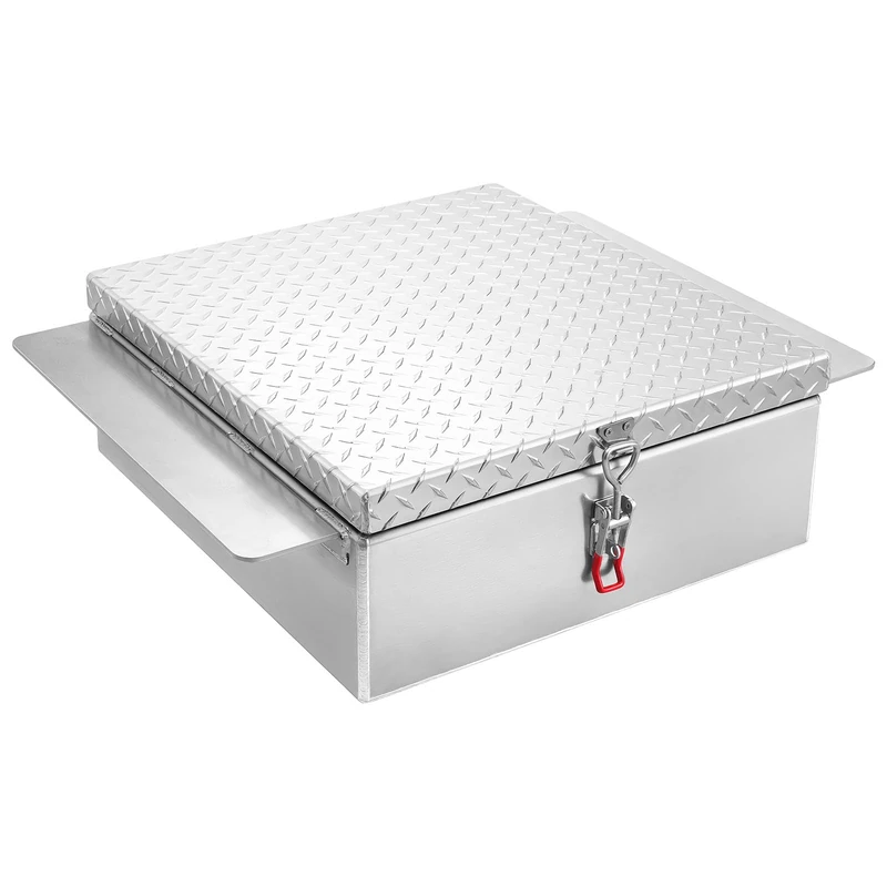 VEVOR Truck Bed Tool Box, Heavy Duty Aluminum Tool Box with Diamond Plate, Storage Toolbox Chest Organizer Supports up to 100 kg, Ideal for Pickup, Truck Bed, RV, Trailer, 770 x 610 x 230 mm, Silver