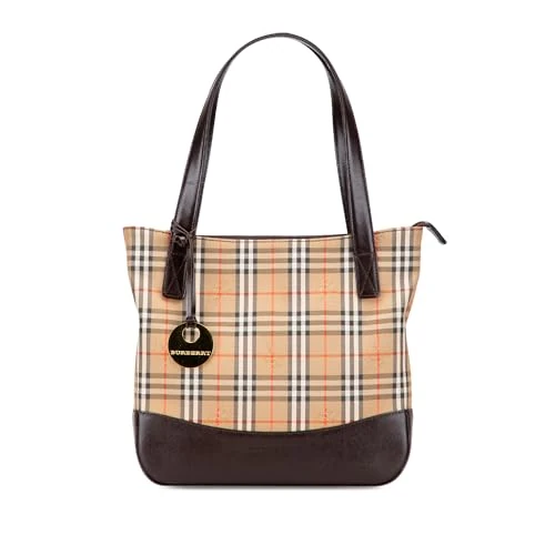 BURBERRY Pre-Loved Haymarket Check Canvas Tote