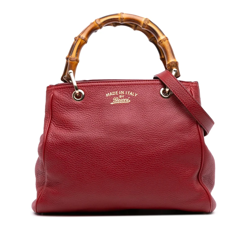 Gucci Pre-Loved Small Calfskin Bamboo Shopper Satchel Handbag