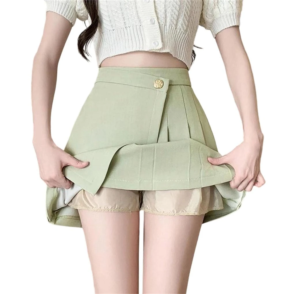 Irregular A-Line Mini Pleated Skirt for Women Casual High Waist Short Skirts En8 XL