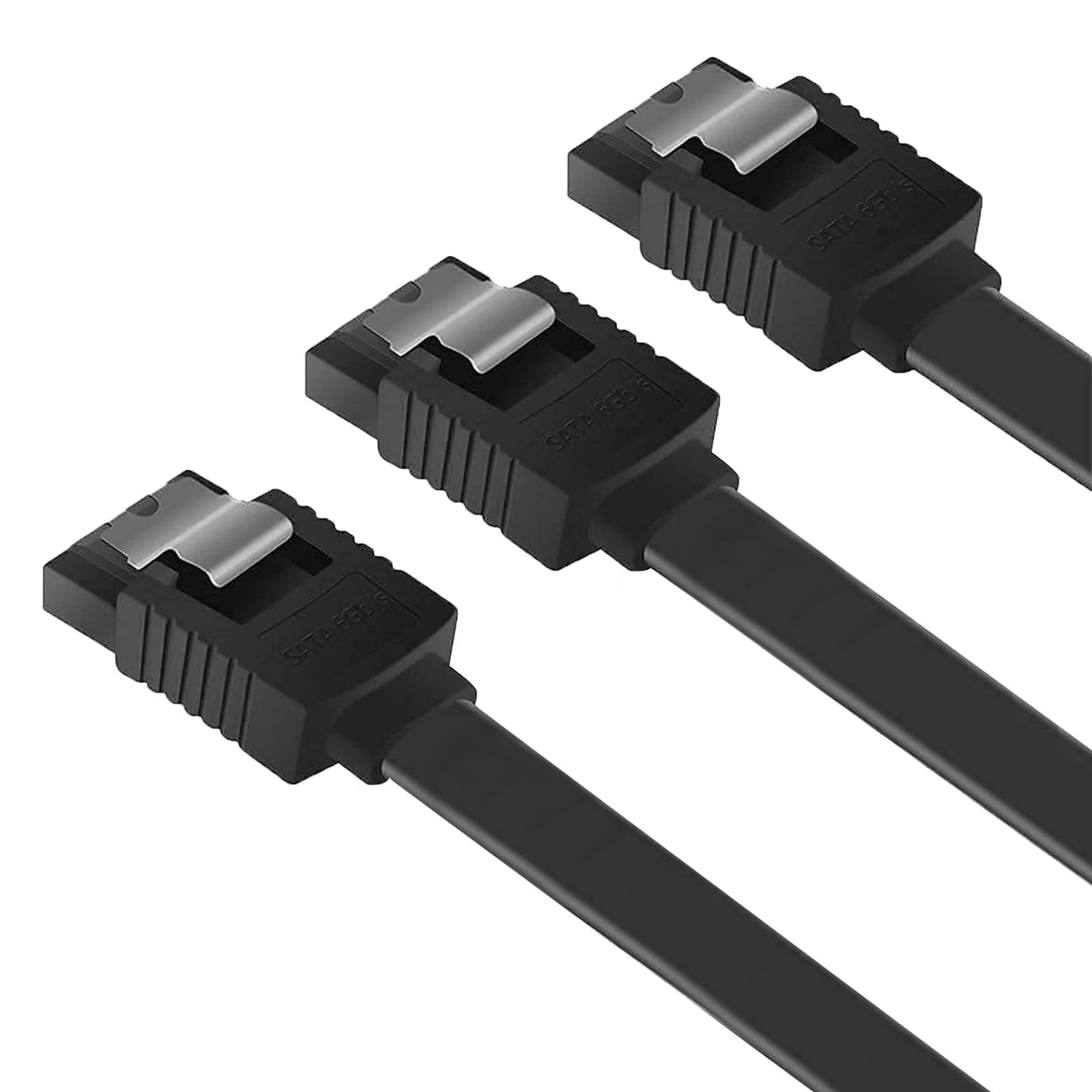 3 Pcs SATA Cable, SATA Cable III, SATA Cable III 6Gbps Straight HDD SDD Data Cable, High Speed Data Transfer for HDD, SSD, CD Drives - Secure Latch, Backwards Compatible, 18 Inch, (Black)