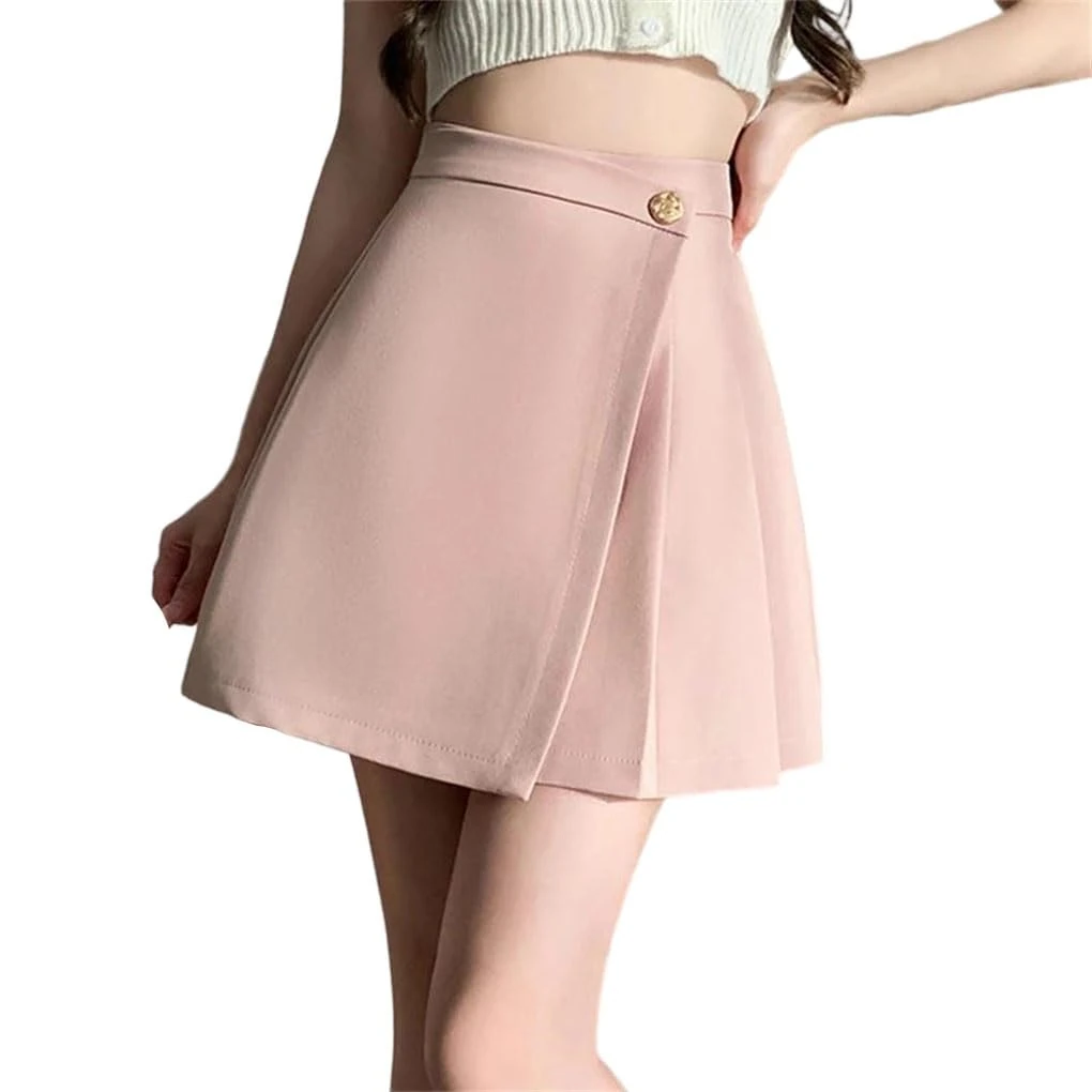 Irregular A-Line Mini Pleated Skirt for Women Casual High Waist Short Skirts Pnnrk XL